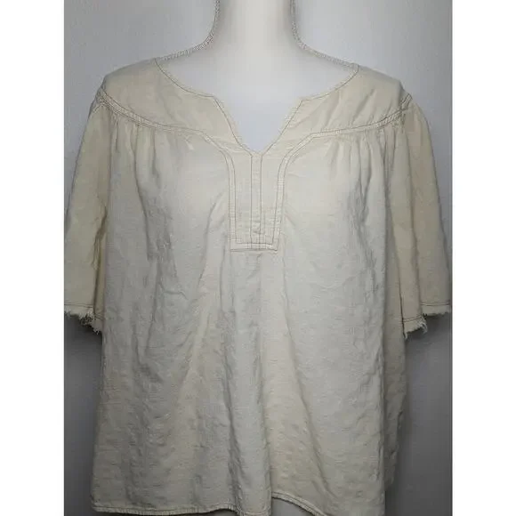 Women's ANA A New Approach Short Sleeve Top Contrast Stitching Boho Size XXL - Picture 2 of 9